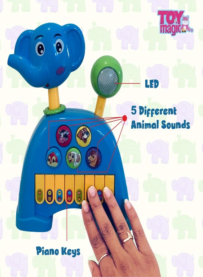 ToyMagic Animal Piano Elephant with Moving Tail & Wheels | Interactive Musical Toy for Toddlers | 13 Keys with Lights & Sound | Motion Activated Elephant Toy for Early Learning | Safe & Fun - Image 2